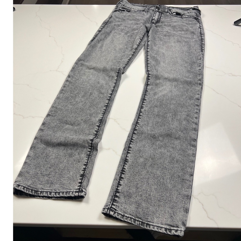 True Religion Ricky Jeans Mens 31 Grey Acid Wash Relaxed Straight baggy Denim
